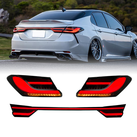 SMOKED LED TAIL LIGHTS FOR 2018–2024 TOYOTA CAMRY (WITH TRUNK LID LIGHT)
