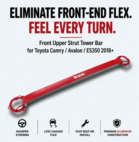 Front Upper Strut Tower Bar for Toyota Camry / Avalon/ ES350 2018+ | Precision Fit | Race-Spec Handling Upgrade B1-300R